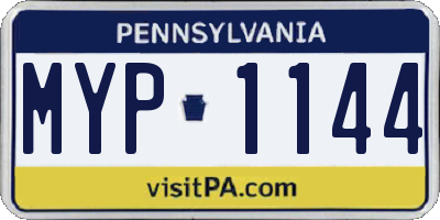 PA license plate MYP1144