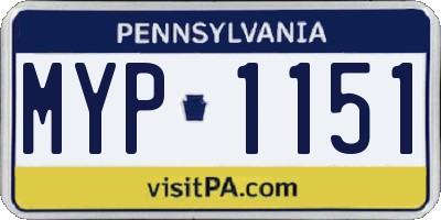 PA license plate MYP1151