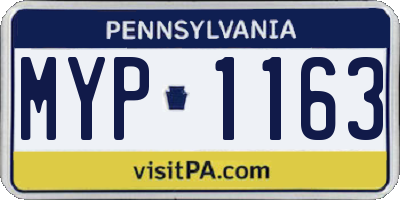 PA license plate MYP1163