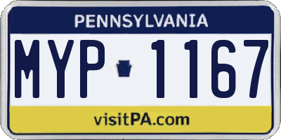 PA license plate MYP1167