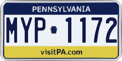 PA license plate MYP1172