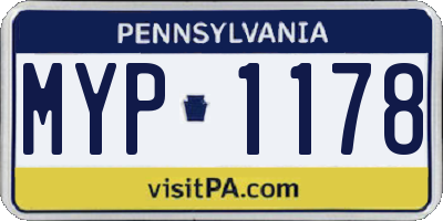 PA license plate MYP1178
