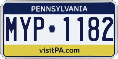 PA license plate MYP1182