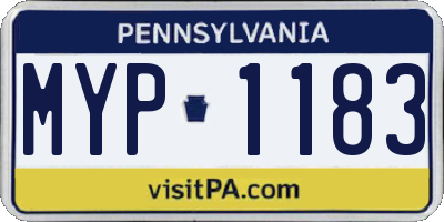 PA license plate MYP1183