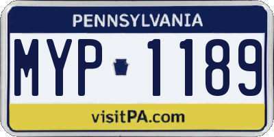 PA license plate MYP1189