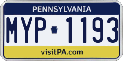 PA license plate MYP1193