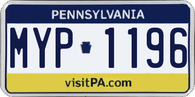 PA license plate MYP1196