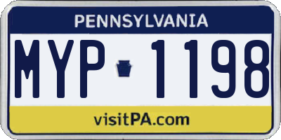 PA license plate MYP1198