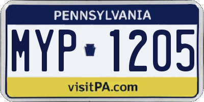 PA license plate MYP1205