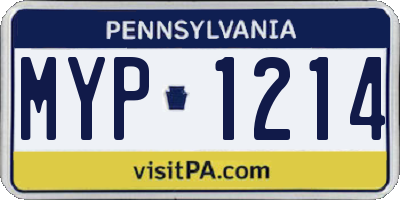 PA license plate MYP1214