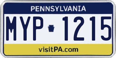 PA license plate MYP1215