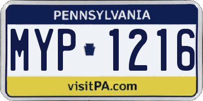 PA license plate MYP1216