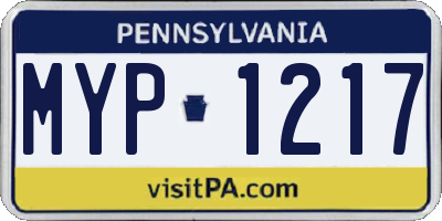 PA license plate MYP1217