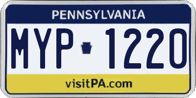 PA license plate MYP1220