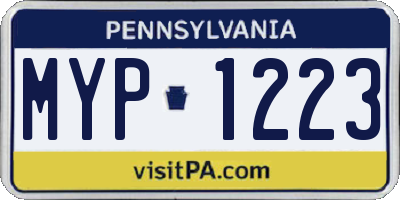 PA license plate MYP1223