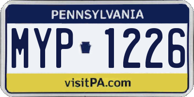 PA license plate MYP1226