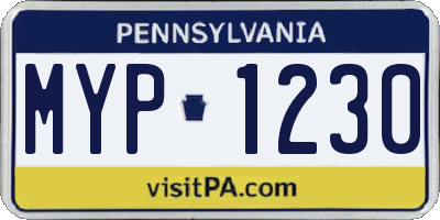 PA license plate MYP1230