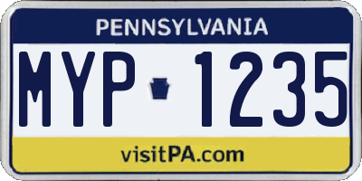 PA license plate MYP1235
