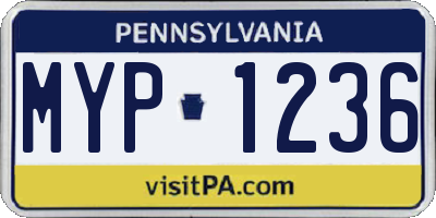 PA license plate MYP1236