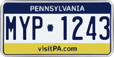 PA license plate MYP1243