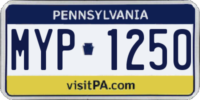PA license plate MYP1250