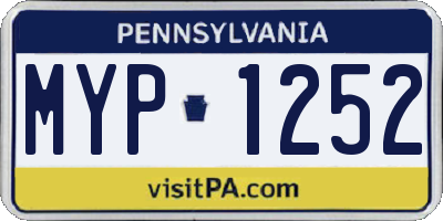 PA license plate MYP1252