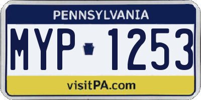 PA license plate MYP1253