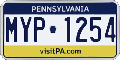 PA license plate MYP1254