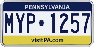 PA license plate MYP1257
