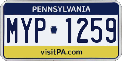 PA license plate MYP1259