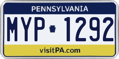 PA license plate MYP1292