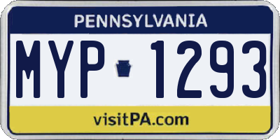 PA license plate MYP1293