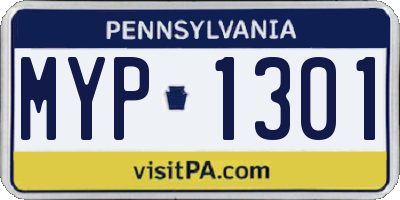 PA license plate MYP1301