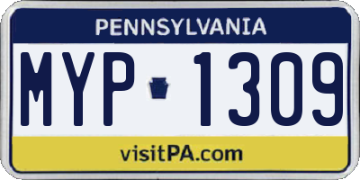 PA license plate MYP1309