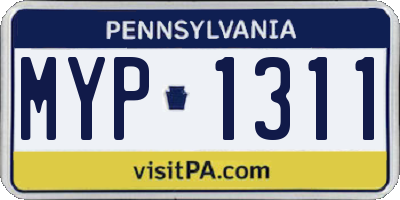 PA license plate MYP1311