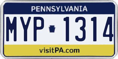 PA license plate MYP1314