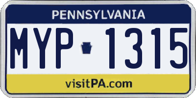 PA license plate MYP1315