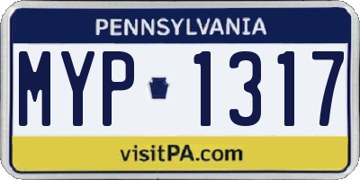 PA license plate MYP1317