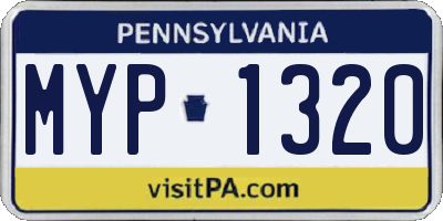PA license plate MYP1320