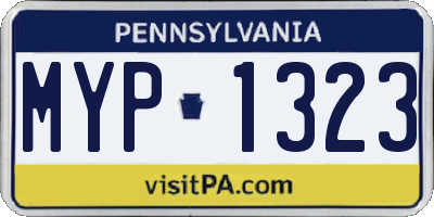 PA license plate MYP1323
