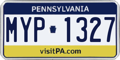 PA license plate MYP1327