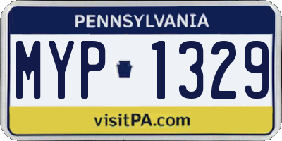 PA license plate MYP1329