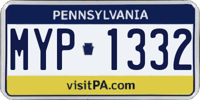 PA license plate MYP1332