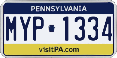 PA license plate MYP1334
