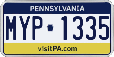 PA license plate MYP1335