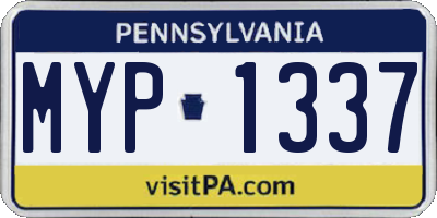 PA license plate MYP1337
