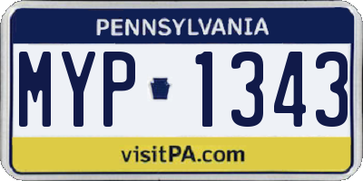 PA license plate MYP1343