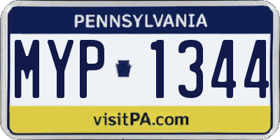 PA license plate MYP1344
