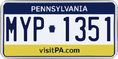 PA license plate MYP1351