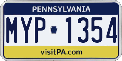 PA license plate MYP1354
